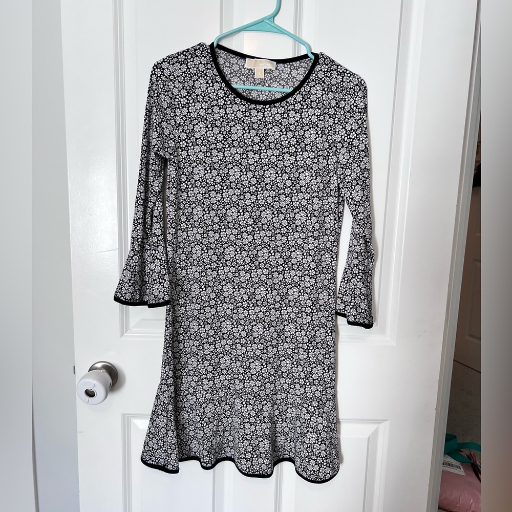 Michael Kors Black and White Flare Sleeve Dress